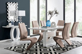 Arezzo Large Extending Dining Table and 6 Willow Chairs - arrezzo-6-seater-high-gloss-extending-dining-table-6-beige-leather-willow-chairs-set.jpg