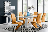 Arezzo Large Extending Dining Table and 6 Willow Chairs - arrezzo-6-seater-high-gloss-extending-dining-table-6-mustard-leather-willow-chairs-set.jpg
