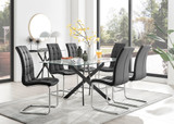 Leonardo Black Leg Glass Dining Table & 6 Murano Chairs - leonardo-black-6-black-rectangular-dining-table-6-black-leather-murano-chairs-set.jpg