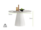 Palma White Marble Effect Round Dining Table & 4 Corona Silver Chairs - Palma Marble Table Dimensions.jpg