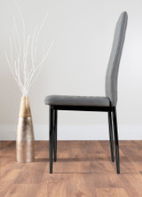 Palma White Marble Effect Round Dining Table & 4 Milan Black Leg Chairs - grey-modern-milan-dining-chair-leather-black-leg-2.jpg