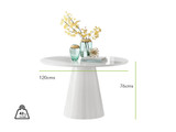 Palma White High Gloss Round Dining Table & 6 Milan Chrome Leg Chairs - Palm White Table Dimensions.jpg