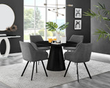 Palma Black High Gloss Round Dining Table & 4 Falun Black Leg Chairs - palma-white-black gloss-round-dining-table-4-dark-grey-fabric-falun-black-chairs-set.jpg