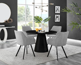 Palma Black Semi Gloss Round Dining Table & 4 Falun Black Leg Chairs - palma-white-black gloss-round-dining-table-4-light-grey-fabric-falun-black-chairs-set.jpg