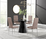 Palma Black Semi Gloss Round Dining Table & 4 Milan Chrome Leg Chairs - Palma-120cm-black-matte-round-dining-table-4-cappuccino-leather-milan-chairs-set.jpg