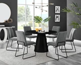 Palma Black Semi Gloss Round Dining Table & 6 Halle Black Leg Chairs - palma-white-black gloss-round-dining-table-6-dark-grey-fabric-halle-black-chairs-set.jpg