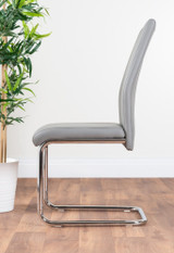 Palma White High Gloss Round Dining Table & 6 Lorenzo Chairs - 2-grey-lorenzo-modern-leather-dining-chairs-seats-chrome-3.jpg