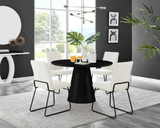 Palma Black Semi Gloss Round Dining Table & 4 Halle Black Leg Chairs - palma-white-black gloss-round-dining-table-4-cream-fabric-halle-black-chairs-set.jpg
