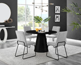 Palma Black Semi Gloss Round Dining Table & 4 Halle Black Leg Chairs - palma-white-black-gloss-round-dining-table-4-light-grey-fabric-halle-black-chairs-set.jpg