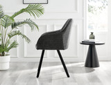 Palma White High Gloss Round Dining Table & 4 Falun Black Leg Chairs - Falun-Dark Grey-Fabric-black-Leg-Dining-Chair-3.jpg