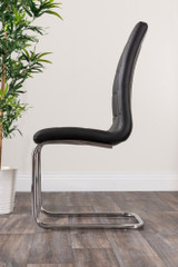 Palma Black Semi Gloss Round Dining Table & 6 Murano Chairs - black-furniturebox-murano-faux-leather-modern-chrome-dining-kitchen-chair-seat-3_2_1.jpg