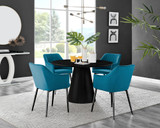 Palma Black Semi Gloss Round Dining Table & 4 Calla Black Leg Chairs - palma-white-black gloss-round-dining-table-4-blue-velvet-calla-black-chairs-set.jpg