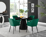 Palma Black Semi Gloss Round Dining Table & 4 Calla Black Leg Chairs - palma-white-black gloss-round-dining-table-4-green-velvet-calla-black-chairs-set.jpg