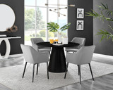 Palma Black Semi Gloss Round Dining Table & 4 Calla Black Leg Chairs - palma-white-black gloss-round-dining-table-4-grey-velvet-calla-black-chairs-set.jpg