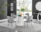 Palma White Marble Effect Round Dining Table & 4 Arlon Silver Leg Chairs - palma-marble-gloss-round-dining-table-4-grey-velvet-arlon-silver-chairs-set.jpg