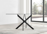 Leonardo Black Leg Glass Dining Table & 6 Falun Silver Leg Chairs - leonardo-black-6-black-modern-rectangular-dining-table-7.jpg