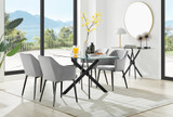 Leonardo Black Leg Glass Dining Table & 4 Calla Black Leg Chairs - leonardo-black-4-black-rectangular-dining-table-4-grey-velvet-calla-black-chairs-set.jpg