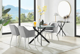 Leonardo Black Leg Glass Dining Table & 4 Calla Silver Leg Chairs - leonardo-black-4-black-rectangular-dining-table-4-grey-velvet-calla-silver-chairs-set.jpg