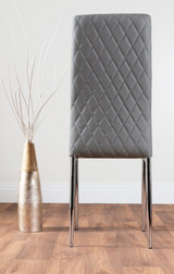 Leonardo Black Leg Glass Dining Table & 6 Milan Chrome Leg Chairs - grey-modern-milan-dining-chair-leather-chrome-6.jpg
