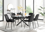 Leonardo Black Leg Glass Dining Table & 6 Pesaro Black Leg Chairs - leonardo-black-6-black-rectangular-dining-table-6-black-velvet-pesaro-black-chairs-set.jpg