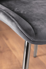 Palma Black Semi Gloss Round Dining Table & 6 Pesaro Silver Chairs - grey-pesaro-velvet-silver-chrome-modern-luxury-dining-chair-5.jpg