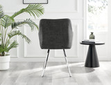 Palma Black High Gloss Round Dining Table & 4 Falun Silver Leg Chairs - falun-dark-grey-fabric-silver-leg-dining-chair-2.jpg