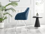 Palma Black High Gloss Round Dining Table & 4 Falun Silver Leg Chairs - falun-blue-fabric-silver-leg-dining-chair-2.jpg