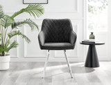Palma Black High Gloss Round Dining Table & 4 Falun Silver Leg Chairs - falun-dark-grey-fabric-silver-leg-dining-chair.jpg
