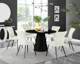 Palma Black Semi Gloss Round Dining Table & 6 Nora Black Leg Chairs - palma-white-black gloss-round-dining-table-6-cream-velvet-nora-black-chairs-set.jpg