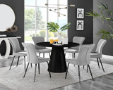 Palma Black Semi Gloss Round Dining Table & 6 Nora Black Leg Chairs - palma-white-black gloss-round-dining-table-6-light-grey-velvet-nora-black-chairs-set.jpg