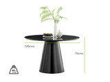 Palma Black Semi Gloss Round Dining Table & 4 Corona Silver Chairs - Palm Black Table Dimensions.jpg