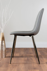 Palma Black Semi Gloss Round Dining Table & 4 Corona Silver Chairs - grey-corona-chrome-leg-modern-leather-dining-chair-3.jpg