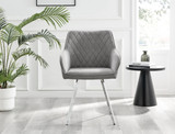 Palma White High Gloss Round Dining Table & 4 Falun Silver Leg Chairs - falun-light-grey-fabric-silver-leg-dining-chair.jpg