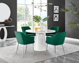 Palma White High Gloss Round Dining Table & 4 Calla Silver Leg Chairs - palma-white-gloss-round-dining-table-4-green-velvet-calla-silver-chairs-set.jpg