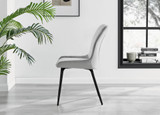 Palma Black Semi Gloss Round Dining Table & 4 Nora Black Leg Chairs - nora-light-grey-velvet-black-leg-dining-chair-2.jpg