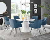 Palma White High Gloss Round Dining Table & 6 Falun Silver Leg Chairs - palma-white-gloss-round-dining-table-6-blue-fabric-falun-silver-chairs-set.jpg
