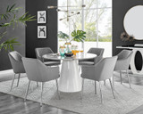 Palma White Marble Effect Round Dining Table & 6 Calla Silver Leg Chairs - palma-marble-gloss-round-dining-table-6-grey-velvet-calla-silver-chairs-set.jpg