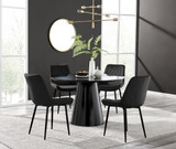Palma Black Semi Gloss Round Dining Table & 4 Pesaro Black Leg Chairs - PALMA-BLACK-ROUND-Dining-Table-4-Pesaro-black-leg-black-fabric.jpg