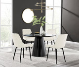 Palma Black Semi Gloss Round Dining Table & 4 Pesaro Velvet Black Leg Chairs - PALMA-BLACK-ROUND-Dining-Table-4-Pesaro-black-leg-cream-fabric.jpg