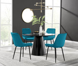 Palma Black Semi Gloss Round Dining Table & 4 Pesaro Velvet Black Leg Chairs - Palma-120cm-black-matte-round-dining-table-4-blue-black-velvet-pesaro-chairs-set.jpg