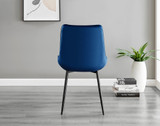 Palma Black Semi Gloss Round Dining Table & 4 Pesaro Velvet Black Leg Chairs - Pesaro-Black-Navy-dining-chair (3).jpg