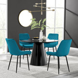 Palma Black Semi Gloss Round Dining Table & 4 Pesaro Velvet Black Leg Chairs - Palma-120cm-black-matte-round-dining-table-4-blue-black-velvet-pesaro-chairs-set-CROP.jpg