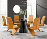 Palma Black Semi Gloss Round Dining Table & 6 Willow Chairs - Palma-120cm-black-matte-round-dining-table-6-mustard-leather-willow-chairs-set.jpg