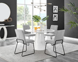 Palma White High Gloss Round Dining Table & 4 Halle Black Leg Chairs - palma-white-gloss-round-dining-table-4-light-grey-fabric-halle-black-chairs-set.jpg