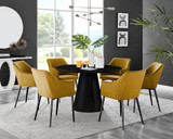 Palma Black Semi Gloss Round Dining Table & 6 Calla Black Leg Chairs - palma-white-black gloss-round-dining-table-6-mustard-velvet-calla-black-chairs-set.jpg