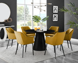 Palma Black Semi Gloss Round Dining Table & 6 Calla Black Leg Chairs - palma-white-black-gloss-round-dining-table-6-mustard-velvet-calla-black-chairs-set.jpg