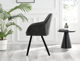 Palma White Marble Effect Round Dining Table & 6 Falun Black Leg Chairs - Falun-Dark Grey-Fabric-black-Leg-Dining-Chair-3.jpg