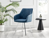 Palma Black Semi Gloss Round Dining Table & 6 Falun Silver Leg Chairs - falun-blue-fabric-silver-leg-dining-chair-1.jpg