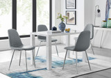 Pivero White High Gloss Dining Table And 4 Corona Silver Chairs Set - pivero-4-seater-high-gloss-rectangle-dining-table-4-grey-leather-corona-silver-chairs.jpg