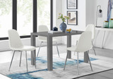 Pivero Grey High Gloss Dining Table And 4 Corona Silver Chairs Set - pivero-grey-high-gloss-dining-table-and-4-corona-silver-chairs-set-white_1.jpg